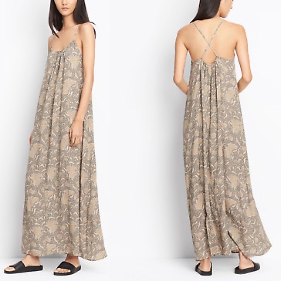 VINCE Floral Maxi Silk Slip Dress in Natural - Picture 3 of 13